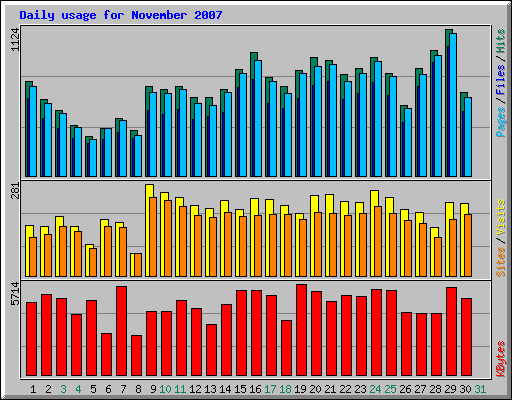 Daily usage for November 2007