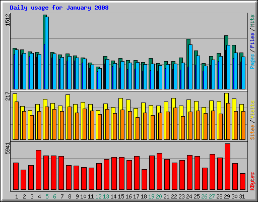 Daily usage for January 2008