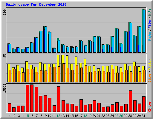 Daily usage for December 2010