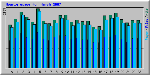 Hourly usage for March 2007