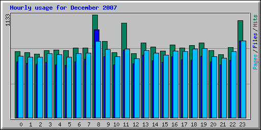 Hourly usage for December 2007