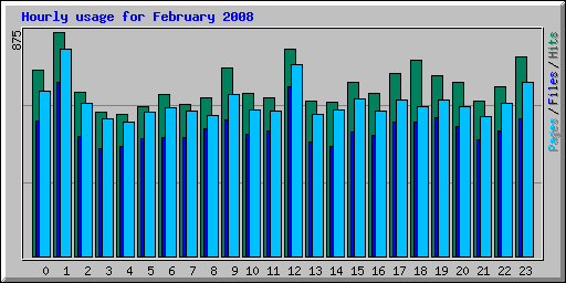 Hourly usage for February 2008