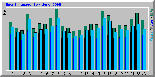 Hourly usage for June 2008