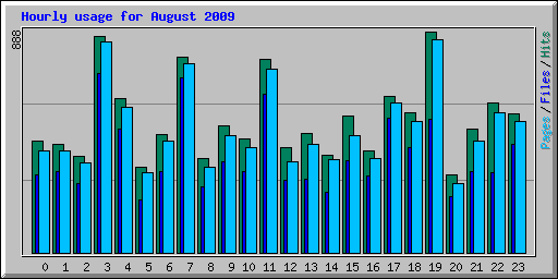 Hourly usage for August 2009