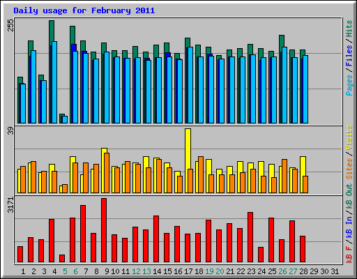 Daily usage for February 2011